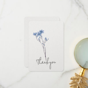 Blue Flower Stem Thank You Card