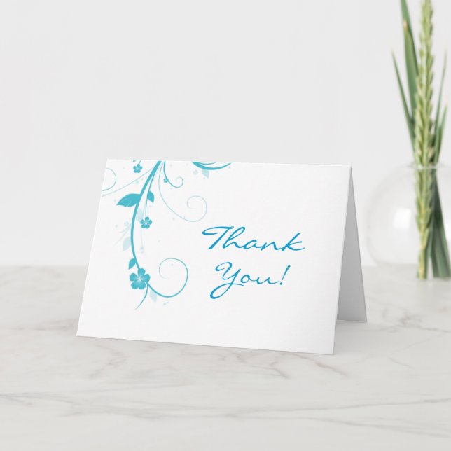 Blue Flower Swirls Greeting Card (Front)