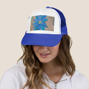 Blue Flower Trucker Hat