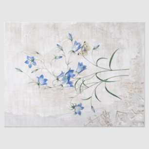 Blue Flower Vintage Butterfly Painted Decoupage Tissue Paper