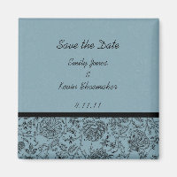 Blue Flower Wallpaper Wedding Favour Magnets