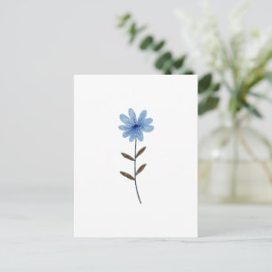 Blue Flower Watercolor Elegant Floral Art Illust Postcard
