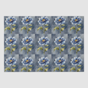 Blue flower watercolour pattern tissue paper
