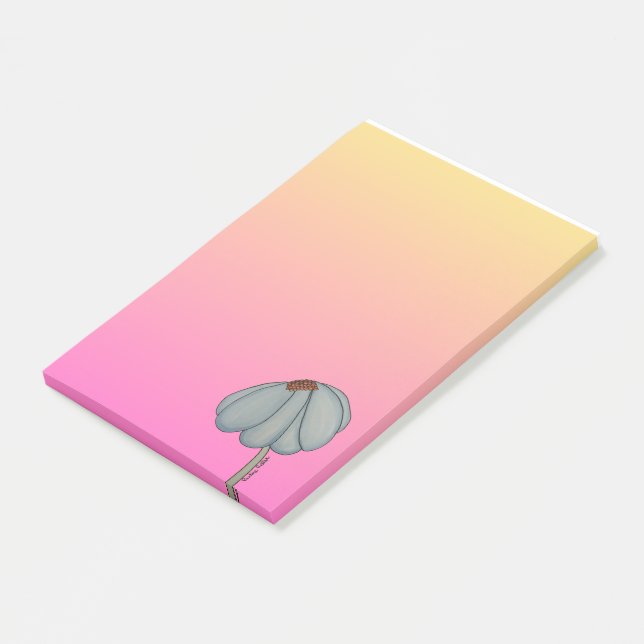 Blue Flower with Pink Background Post-it Notes (Angled)