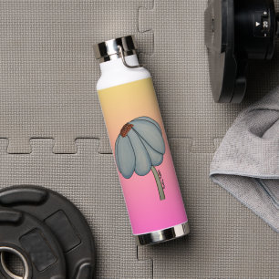 Blue Flower with Pink background Water Bottle