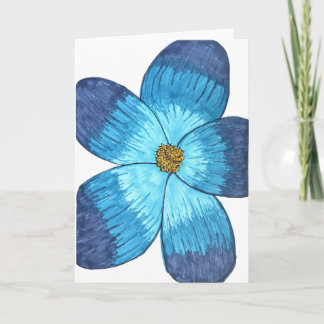 Blue Flower with white background blank Card