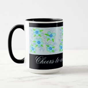Blue Flowered Coffee Mug