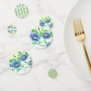 Blue Flowered Table Confetti