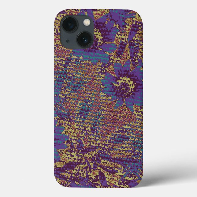 Blue flowers against leaf camouflage pattern Case-Mate iPhone case (Back)