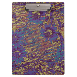 Blue flowers against leaf camouflage pattern clipboard