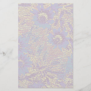 Blue flowers against leaf camouflage pattern stationery