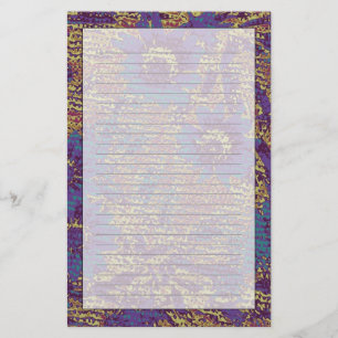 Blue flowers against leaf camouflage pattern stationery