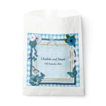 Blue Flowers and Butterflies