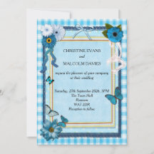 Blue Flowers and Butterflies