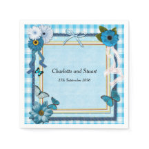 Blue Flowers and Butterflies