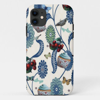 Blue Flowers and Cupcakes iPhone 11 Case