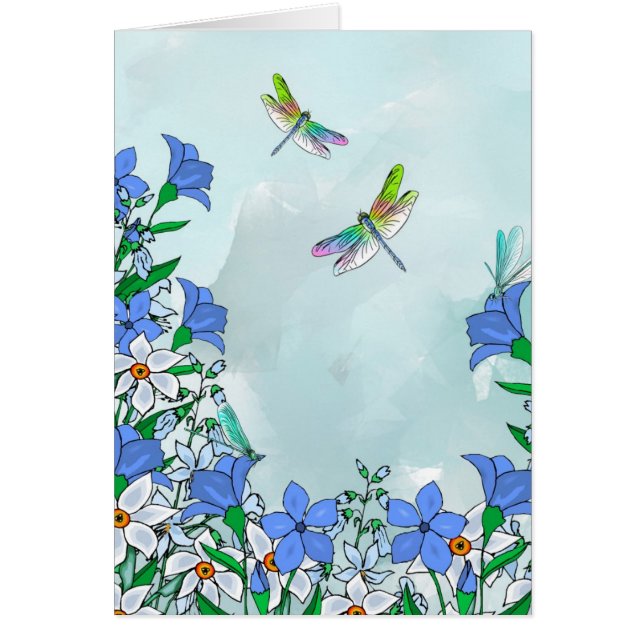 Blue flowers and dragonflies (Front)