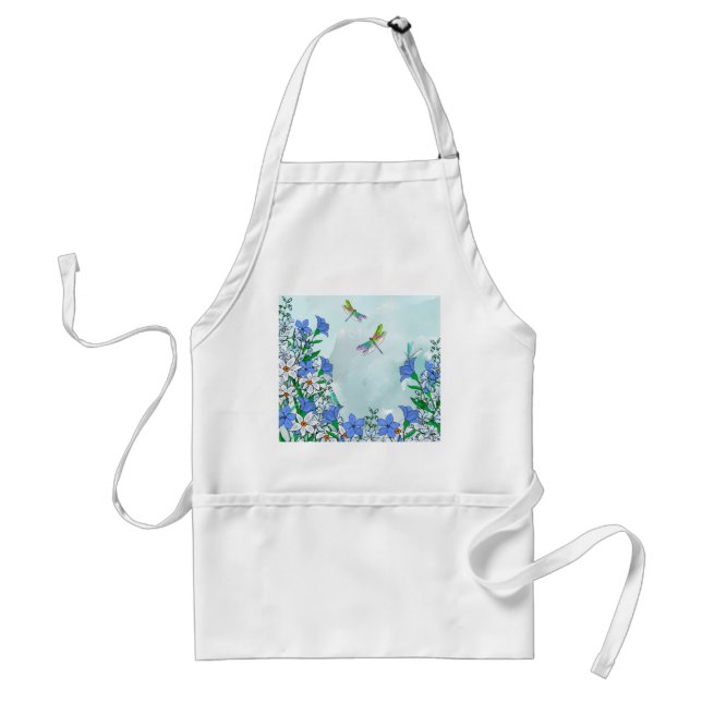 Blue flowers and dragonflies standard apron (Front)