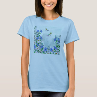 Blue flowers and dragonflies T-Shirt