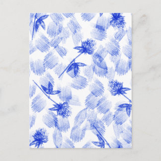Blue Flowers And Elements Floral Card. Postcard