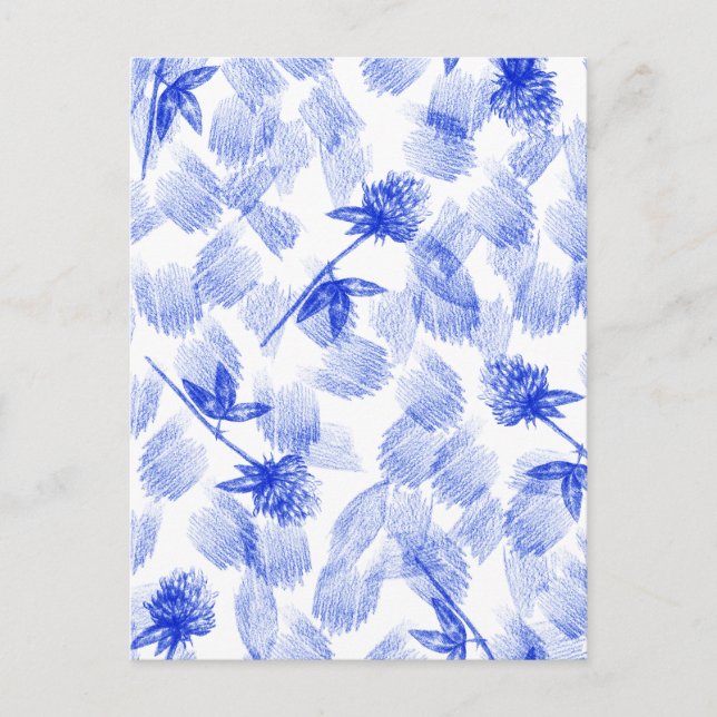 Blue Flowers And Elements Floral Card. Postcard (Front)