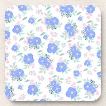 Blue flowers and green leaves