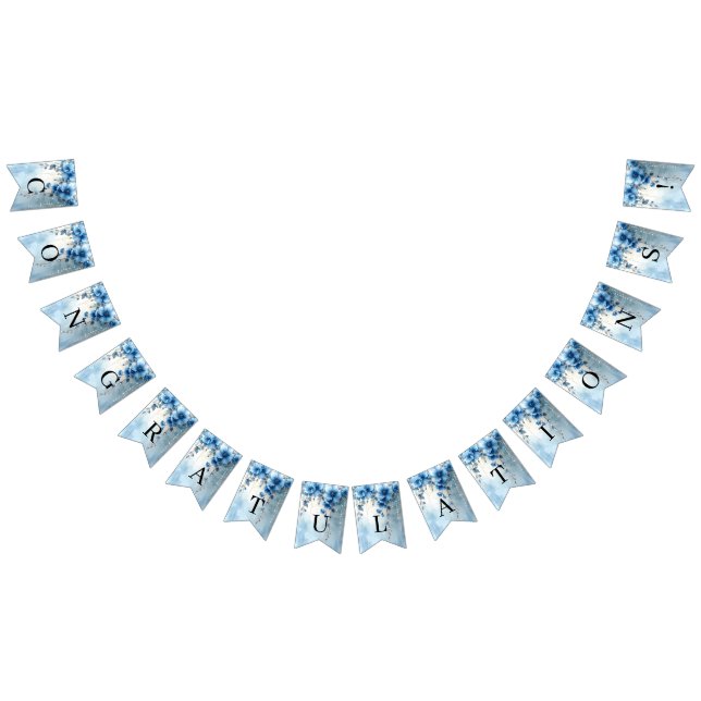 Blue Flowers and Pearls Bunting Flag (All)