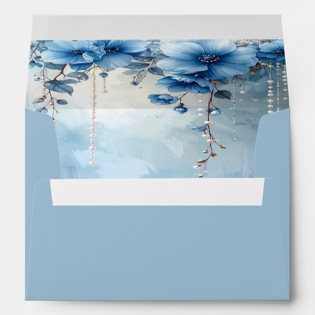 Blue Flowers and Pearls Envelope (Back (Bottom))