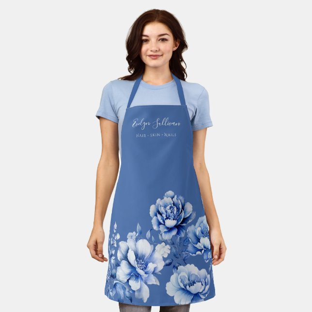 Blue flowers apron (Worn)