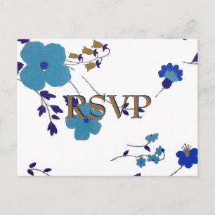 Blue Flowers Art Invitation Postcard