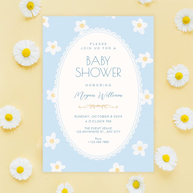 Blue flowers baby shower invitation (Creator Uploaded)
