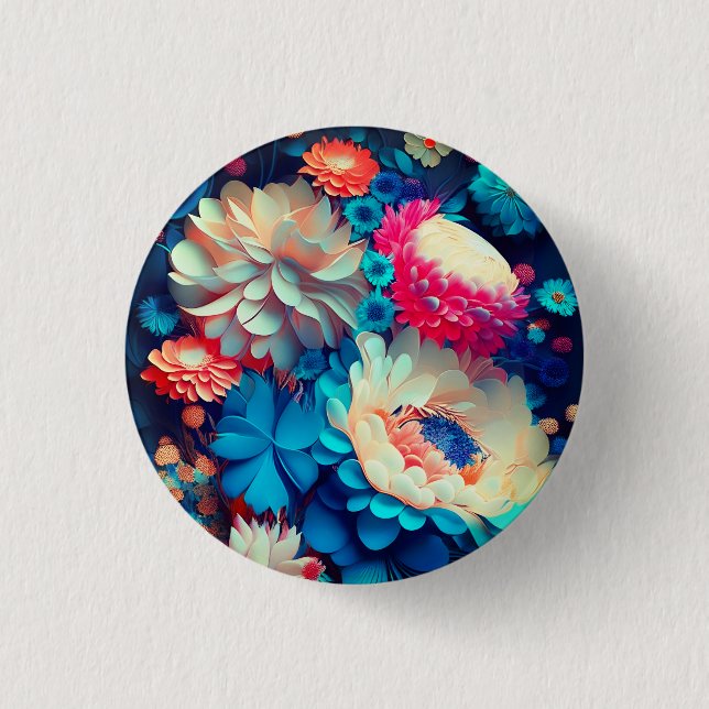 Blue Flowers Background-1 3 Cm Round Badge (Front)