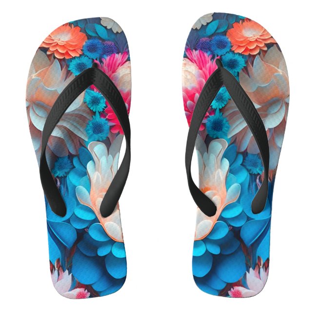 Blue Flowers Background-1 Jandals (Footbed)