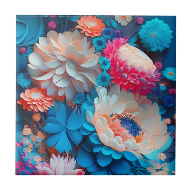 Blue Flowers Background-1 Tile (Front)