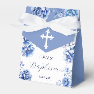 Blue Flowers Baptism Tent Favour Box