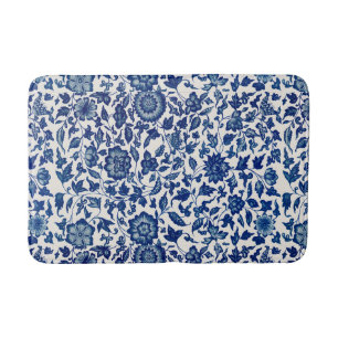 Blue flowers bath mat