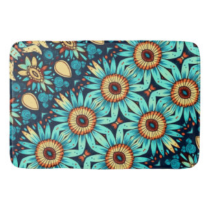 Blue Flowers Bath Mat