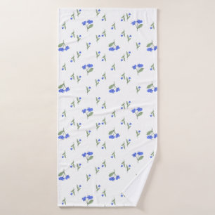 Blue flowers  bath towel set