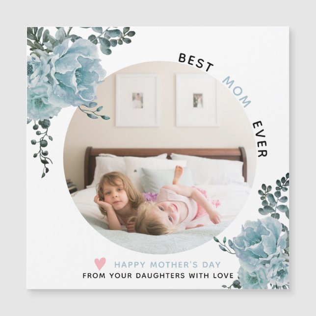 Blue flowers Best Mum Ever Mother's Day photo (Front)