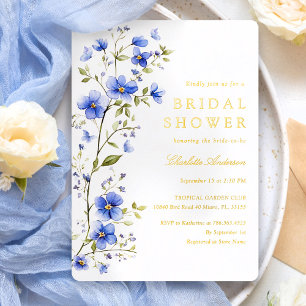 Blue Flowers Bridal Shower Gold