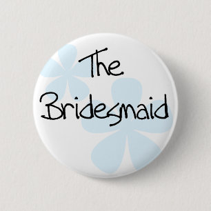 Blue Flowers Bridesmaid 6 Cm Round Badge