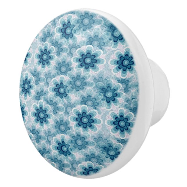 Blue Flowers Ceramic Knob (Right)