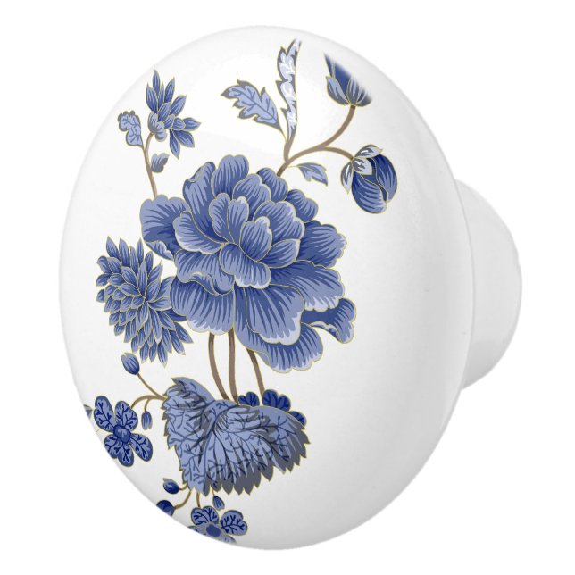 Blue Flowers Ceramic Pull (Right)