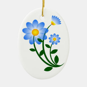 BLUE FLOWERS CERAMIC TREE DECORATION