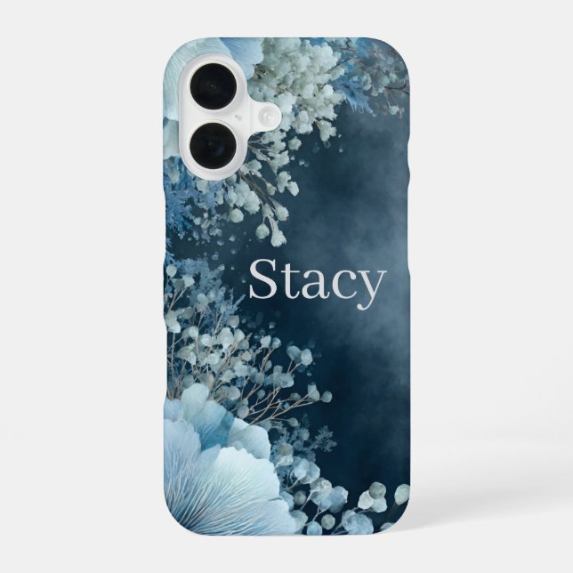 Blue Flowers & Clouds  iPhone 16 Case (Back)