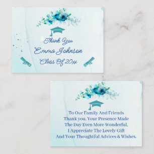 Blue Flowers Customised Graduation Thank You Card