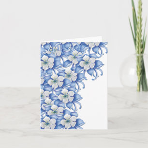 Blue Flowers D2 Blank Floral Greeting Card
