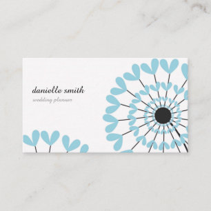 Blue flowers dandelions feminine elegant minimal business card