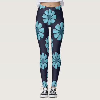 Blue flowers dark Leggings