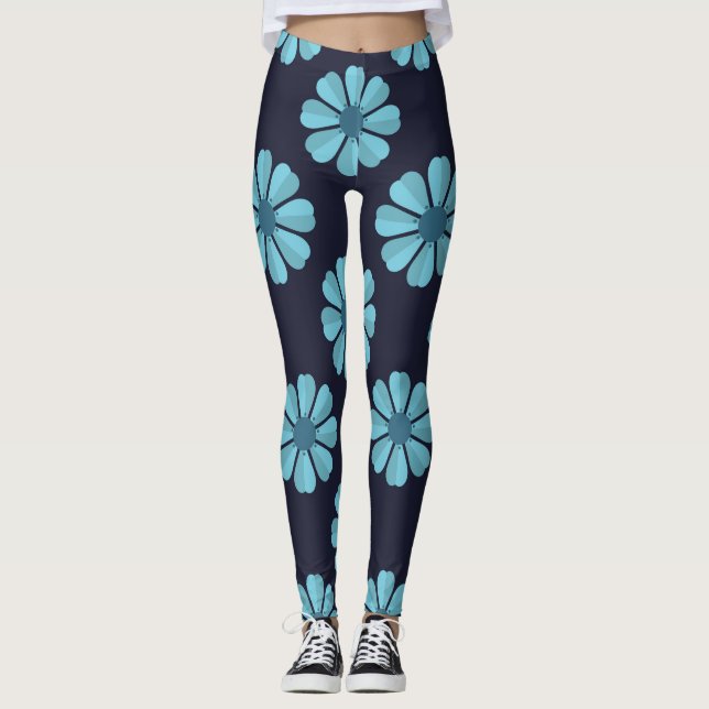 Blue flowers dark Leggings (Front)
